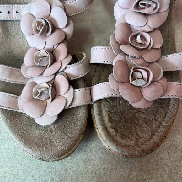 b.o.c. Born Concepts Pale Pink Leather Flower Platform Cork Wedge Espadrilles - Picture 4 of 13
